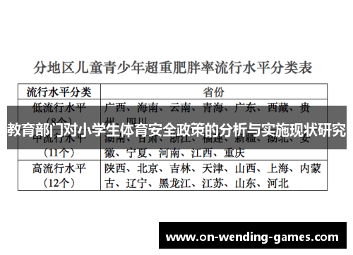 教育部门对小学生体育安全政策的分析与实施现状研究